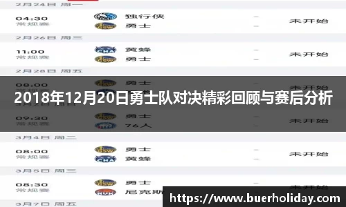2018年12月20日勇士队对决精彩回顾与赛后分析